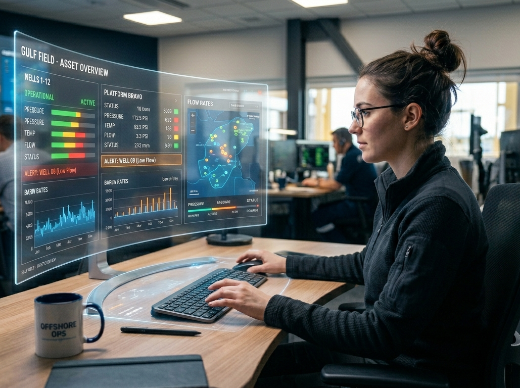 IntelliWell SCADA dashboard in use at control center